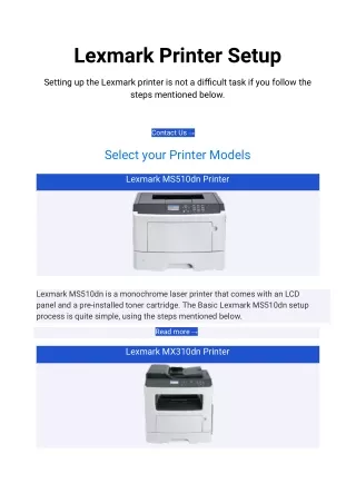Lexmark Printer Setup