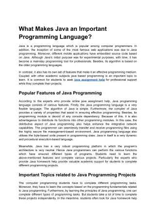 what makes java an important programming language