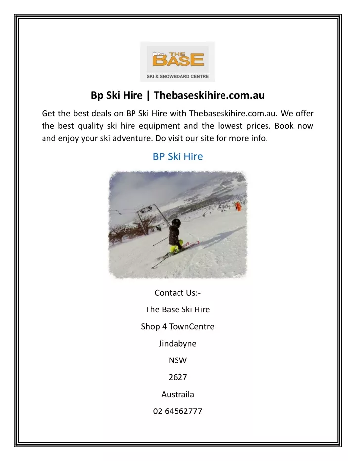 bp ski hire thebaseskihire com au