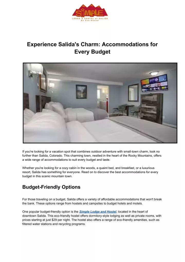 experience salida s charm accommodations