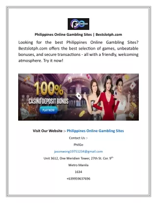 Philippines Online Gambling Sites  Bestslotph.com