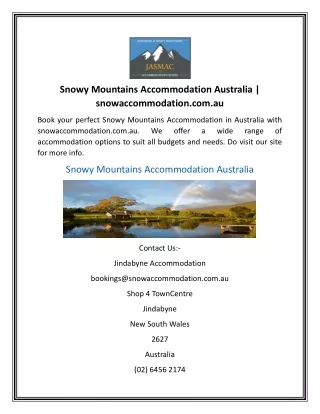 Snowy Mountains Accommodation Australia snowaccommodation.com.au