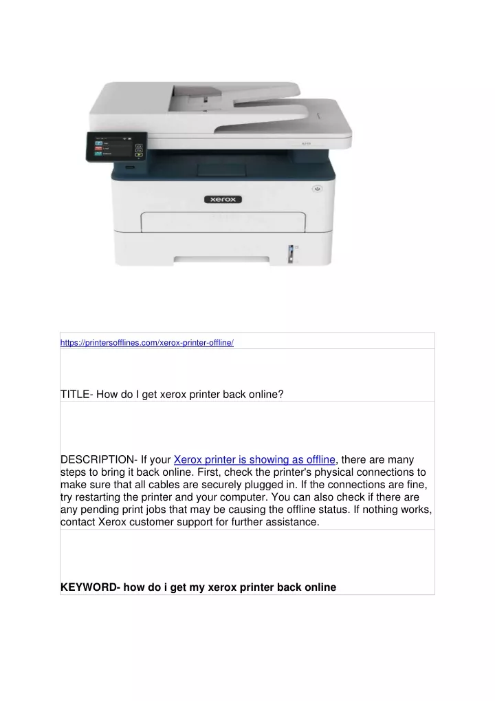 https printersofflines com xerox printer offline