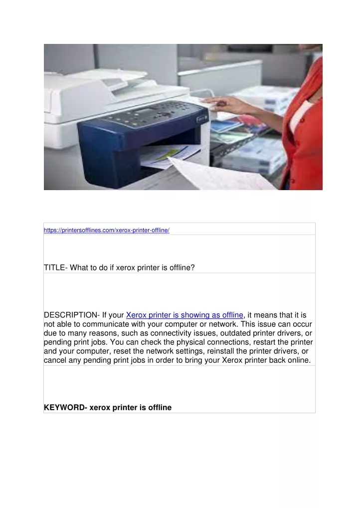 https printersofflines com xerox printer offline