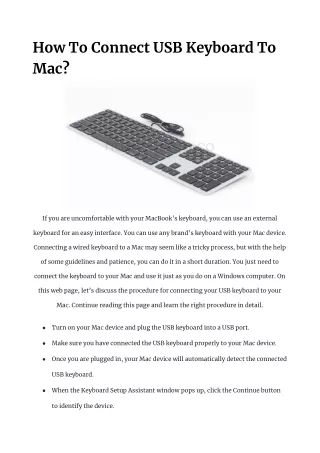 How To Connect USB Keyboard To Mac?