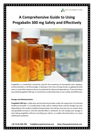 a comprehensive guide to using pregabalin