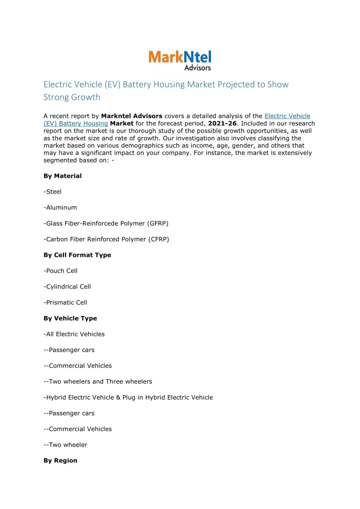 electric vehicle ev battery housing market