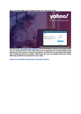 Don't Let Yahoo Mail Login Problems Stop You How to Fix Them