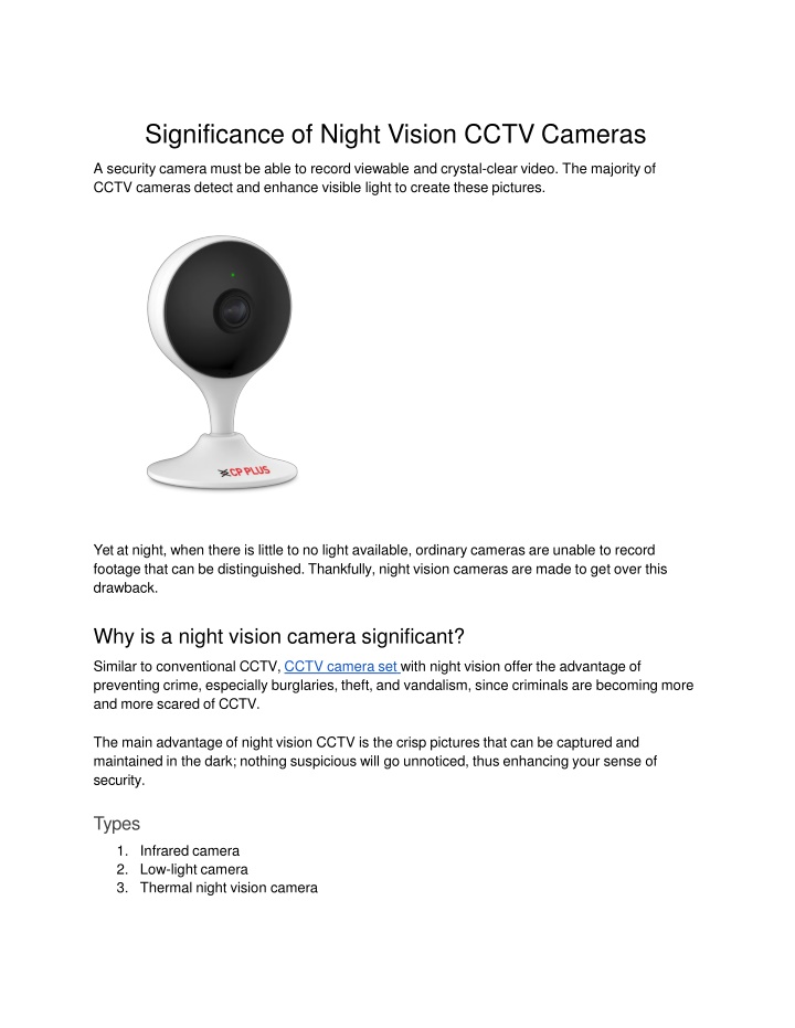 significance of night vision cctv cameras