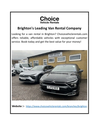 Brighton's Leading Van Rental Company