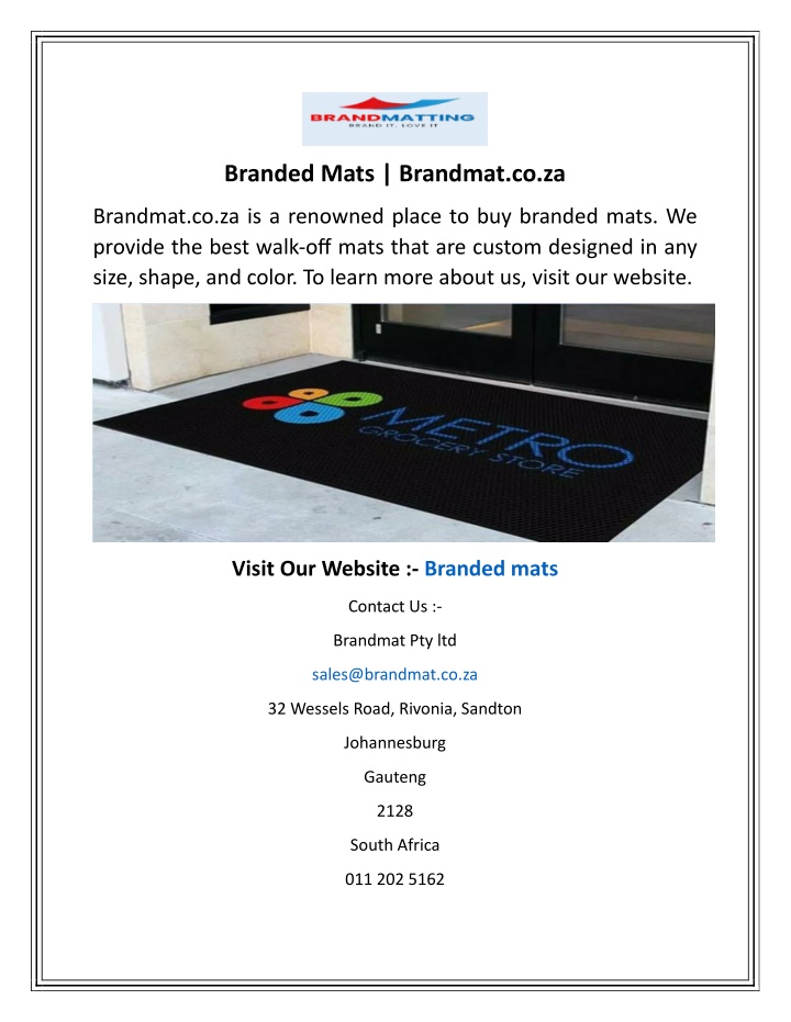 branded mats brandmat co za