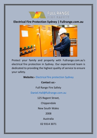 Electrical Fire Protection Sydney  Fullrange.com