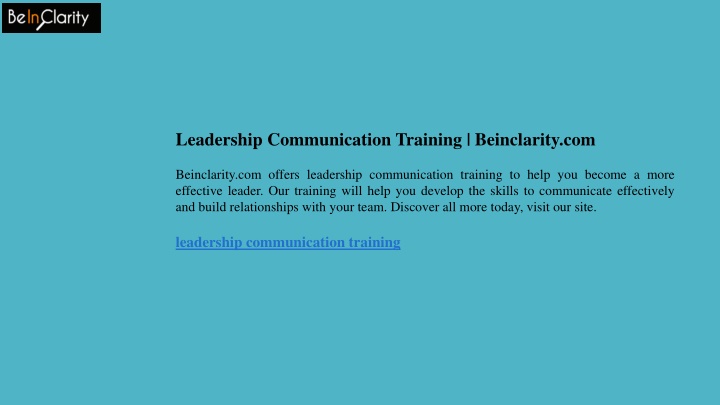 leadership communication training beinclarity