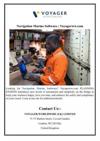 Navigation Marine Software | Voyagerww.com