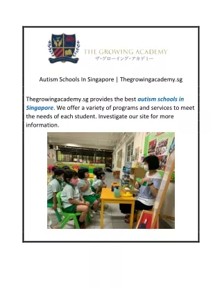 Autism Schools In Singapore Thegrowingacademy.sg