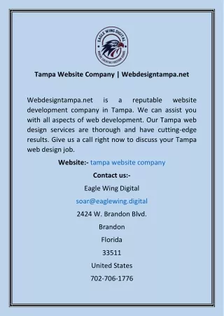 Tampa Website Company  Webdesigntampa.net