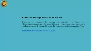 Massage de relaxation en France  Massagedes5continents.com