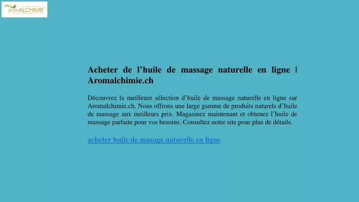 acheter de l huile de massage naturelle en ligne