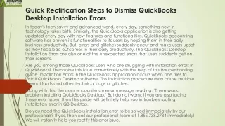 quick rectification steps to dismiss quickbooks desktop installation errors