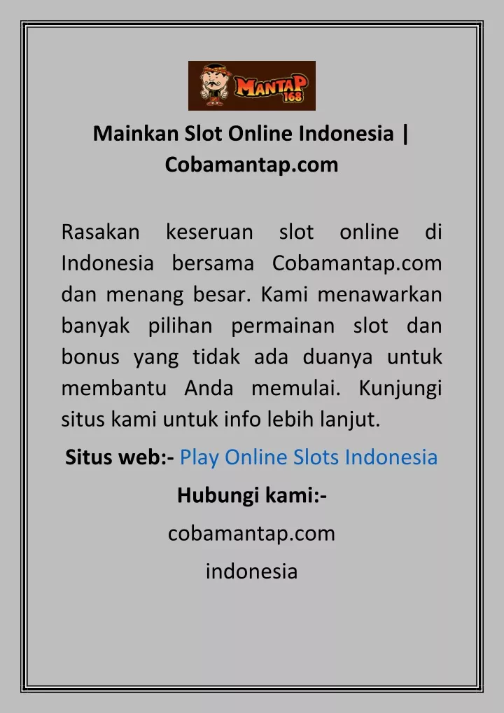 mainkan slot online indonesia cobamantap com