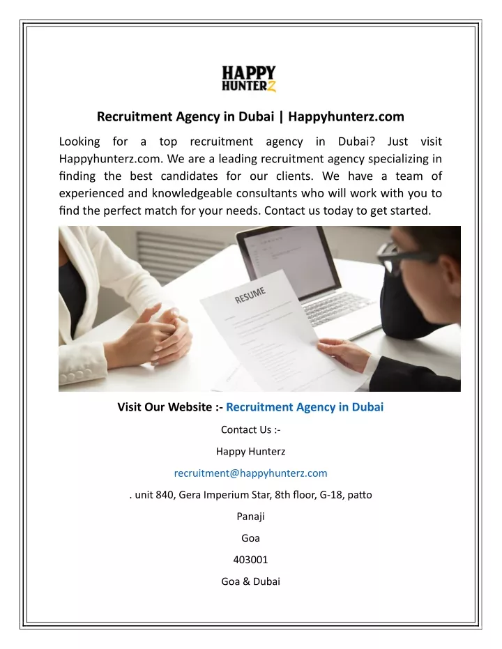 recruitment agency in dubai happyhunterz com
