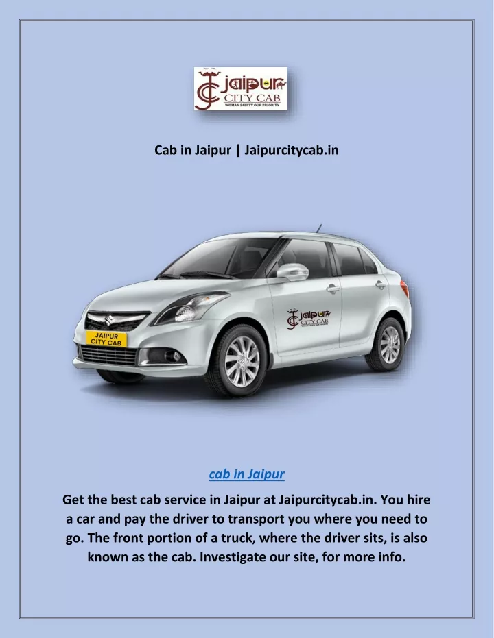 cab in jaipur jaipurcitycab in