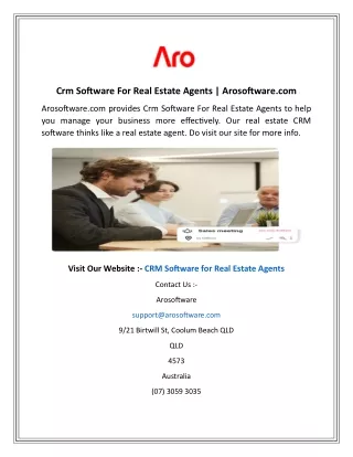 Crm Software For Real Estate Agents  Arosoftware.com