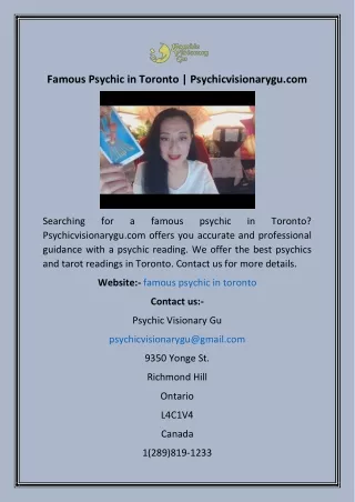 famous psychic in toronto psychicvisionarygu com