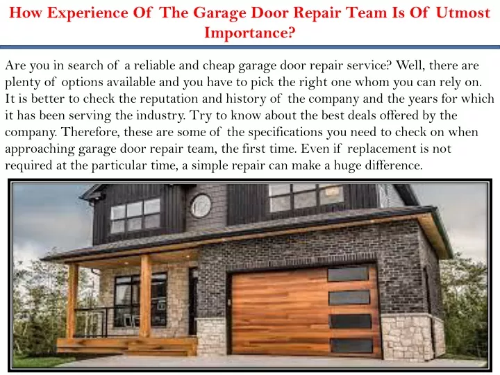 how experience of the garage door repair team