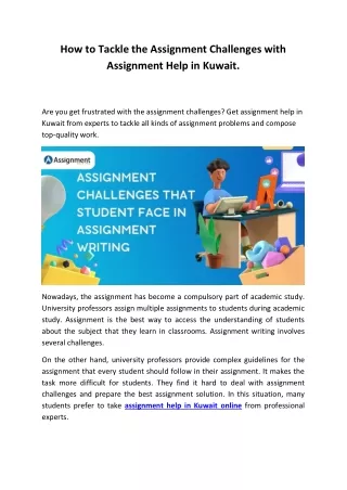 How to Tackle the Assignment Challenges with Assignment Help in Kuwait