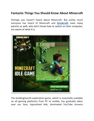 Fantastic Things You Should Know About Minecraft