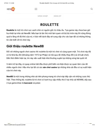Roulette New88 - Chơi cò quay với tỉ lệ hoàn tiền cực khủng