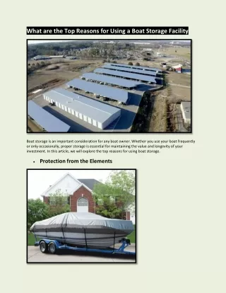 What are the Top Reasons for Using a Boat Storage Facility