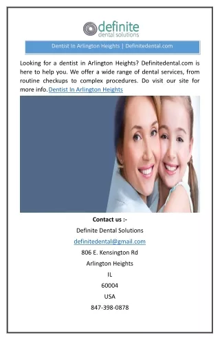 Dentist In Arlington Heights | Definitedental.com