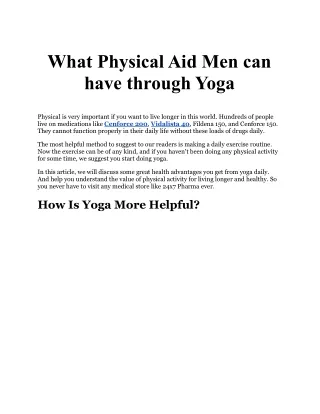 What Physical Aid Men can have through Yoga