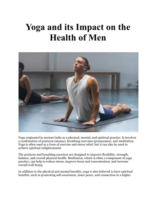 Yoga and its impact on the health of men