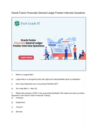 oracle fusion financials general ledger fresher