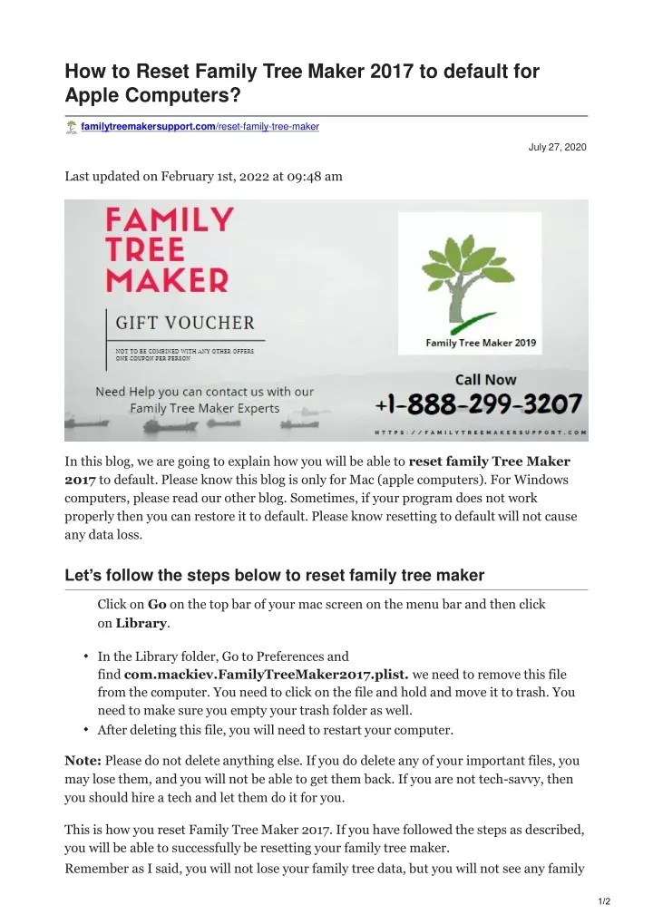 how to reset family tree maker 2017 to default