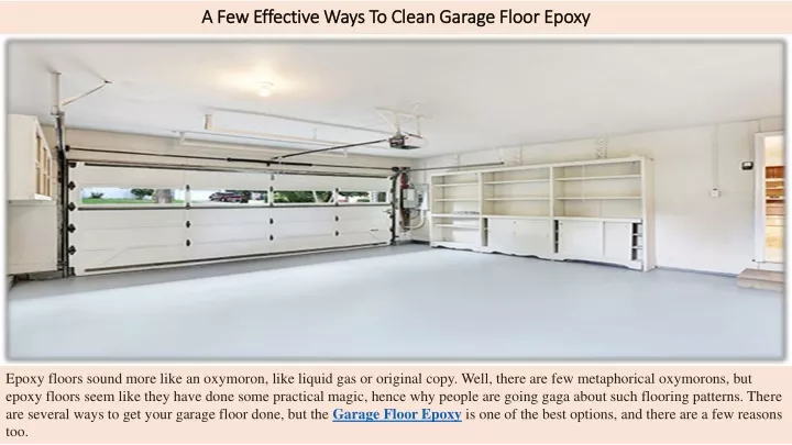 a few effective ways to clean garage floor epoxy