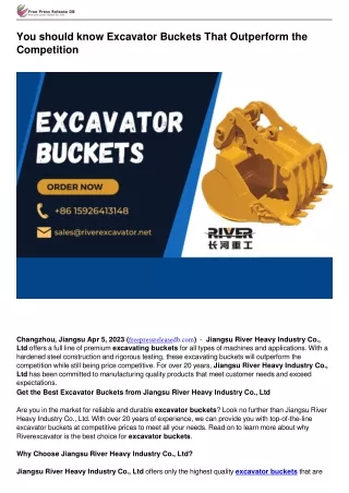 You should know Excavator Buckets That Outperform the Competition