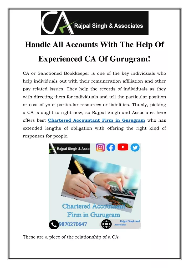 handle all accounts with the help of