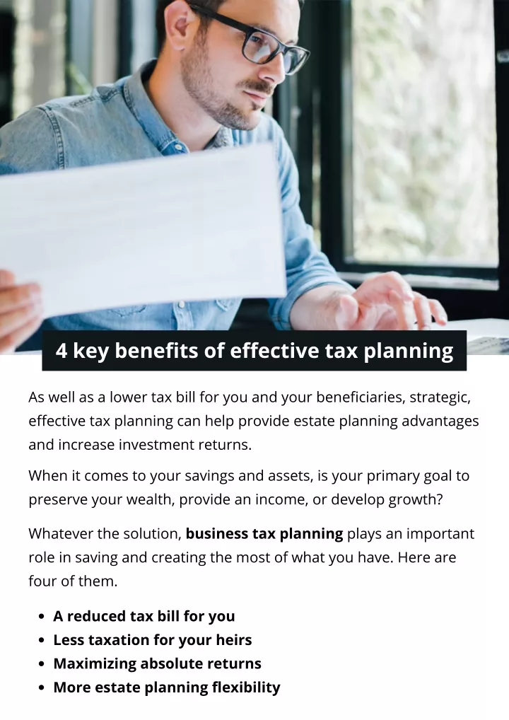 4 key benefits of effective tax planning