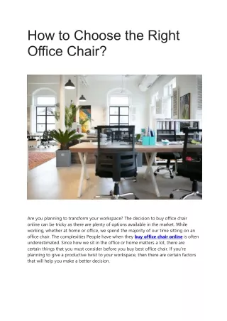 How to Choose the Right Office Chair?