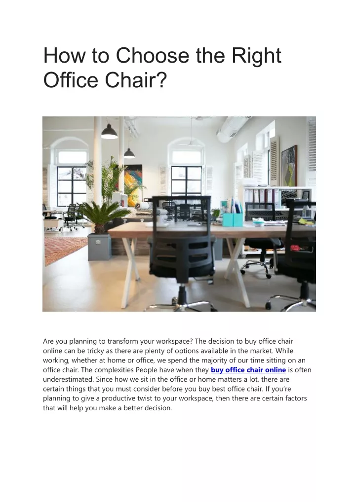 how to choose the right office chair