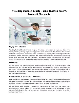 Yisa Bray Gwinnett County - Skills That You Need To Become A Pharmacist.