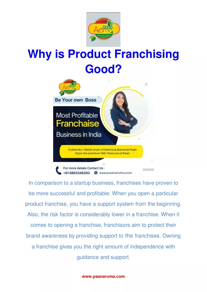 why is product franchising good