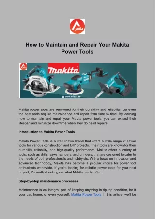 How to Maintain and Repair Your Makita Power Tools