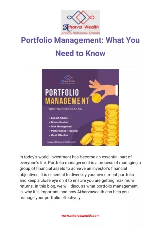 Portfolio Management What You Need to Know