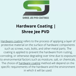 hardware coating shree jee pvd