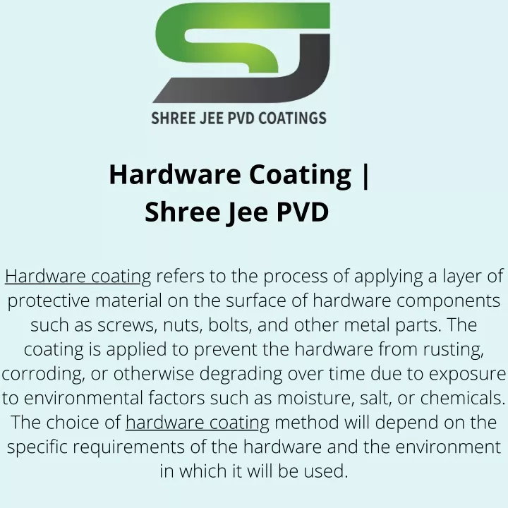 hardware coating shree jee pvd
